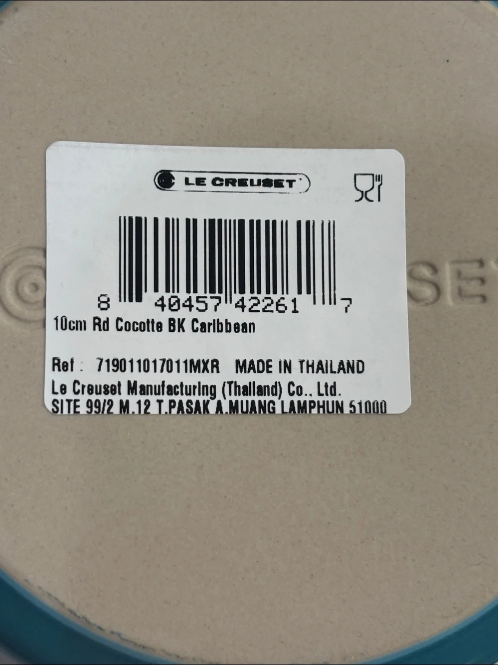 NWT Le Creuset Carribean  Round 10 cm Mini Cocotte with Black Knob